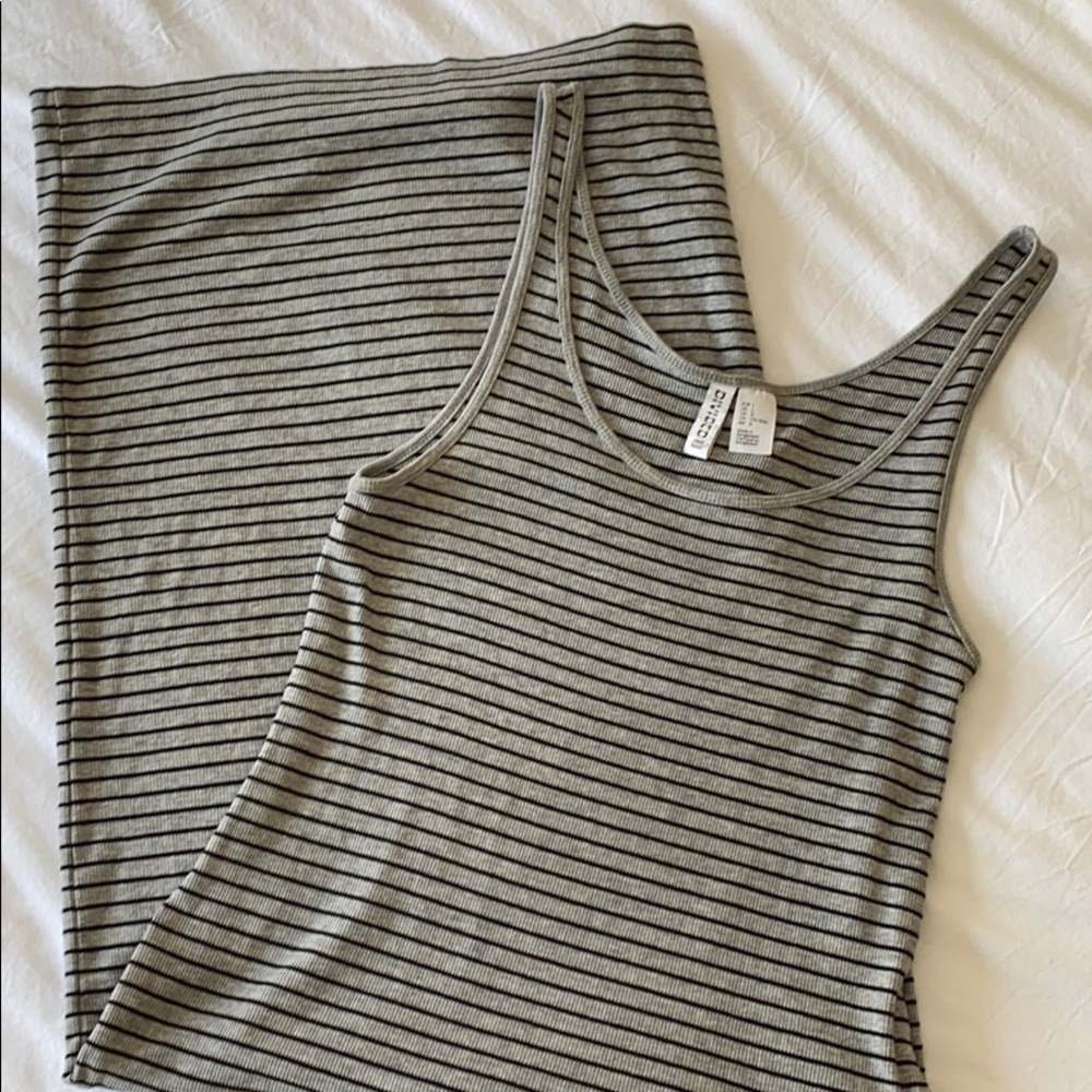 Grey and black striped tank midi dress size Large